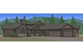 Mountain Rustic  House Plan #5829-00003 Elevation Photo