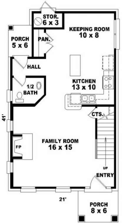 First Floor for House Plan #053-00005