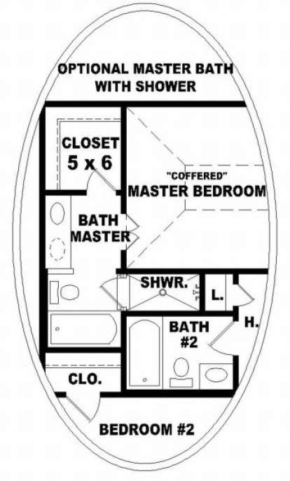Optional Master Bath for House Plan #053-00005