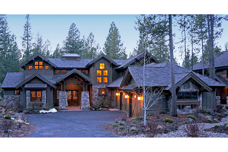Mountain Rustic House Plan #5829-00006 Elevation Photo