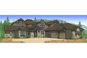 Mountain Rustic House Plan #5829-00006 Elevation Photo