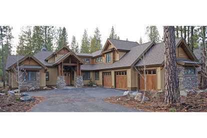 Mountain Rustic House Plan #5829-00007 Elevation Photo