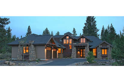 Mountain Rustic House Plan #5829-00012 Elevation Photo