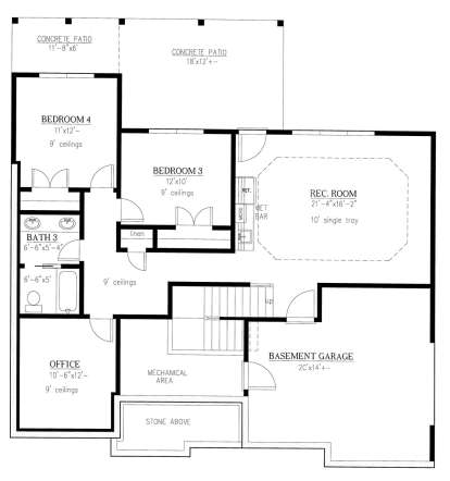 Basement FloorPlan for House Plan #286-00084
