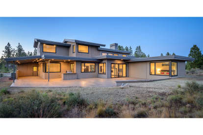 Mid Century Modern House Plan #5829-00018 Elevation Photo