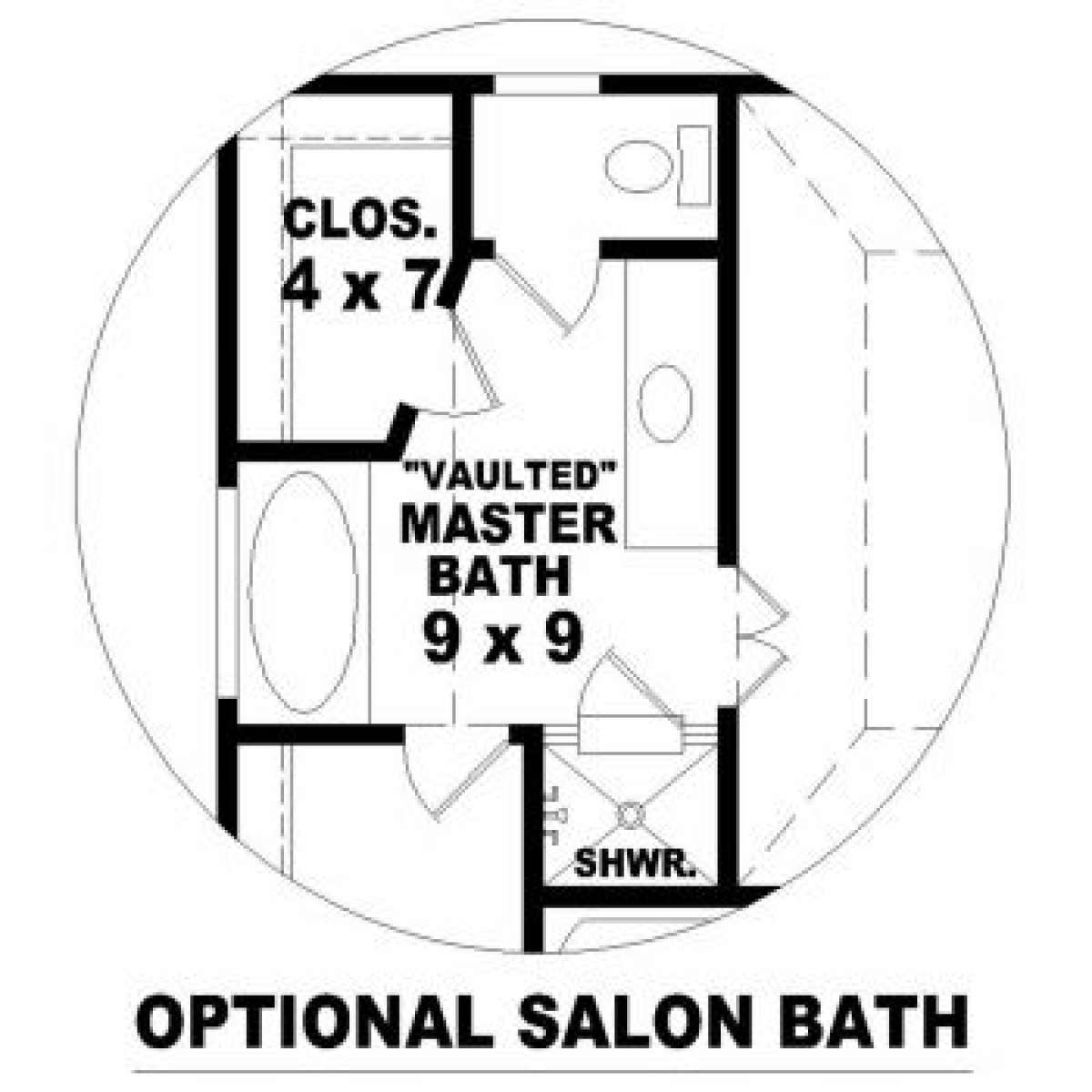 Optional Master Bath for House Plan #053-00008