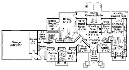 Main Level 1st floor for House Plan #035-00821