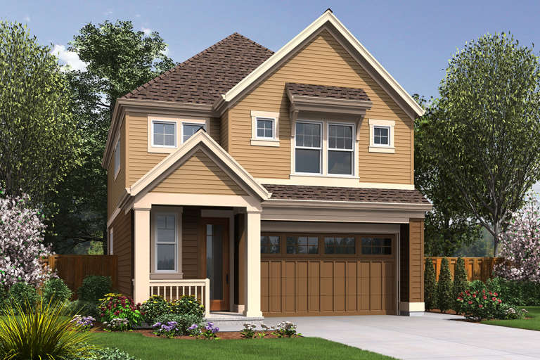 Narrow Lot House Plan #2559-00754 Elevation Photo