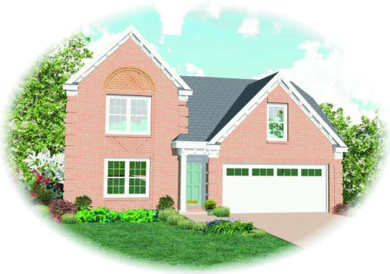 Narrow Lot House Plan #053-00011 Elevation Photo