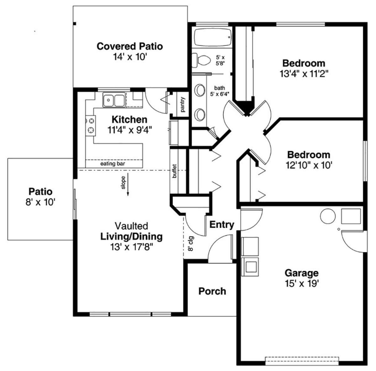 Main Level 1st floor for House Plan #035-00827