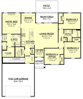 Main Floor w/ Optional Basement Stairs for House Plan #041-00182