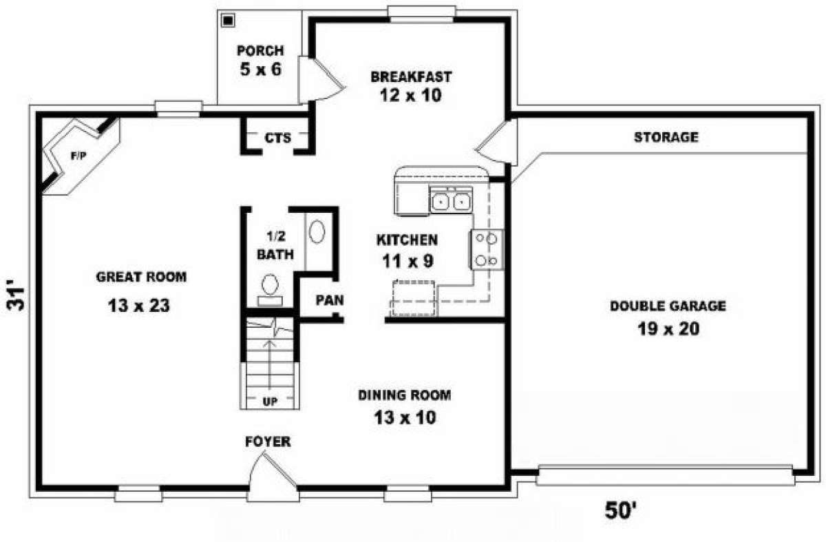 First Floor for House Plan #053-00015