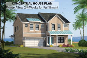 Coastal House Plan #402-01572 Elevation Photo