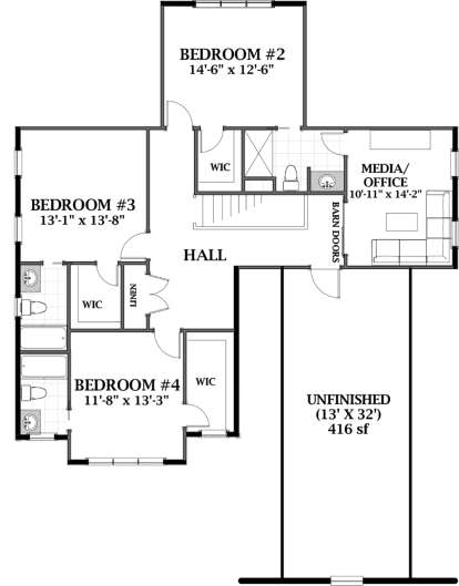 Upper 2nd floor for House Plan #6849-00053