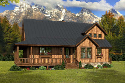 Cabin House Plan #940-00126 Elevation Photo