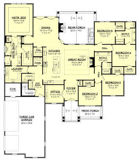 Main Floor w/ Basement Stair Location for House Plan #041-00183