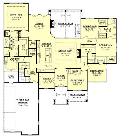 Main Floor w/ Basement Stair Location for House Plan #041-00183