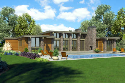 Mid Century Modern House Plan #2559-00806 Elevation Photo