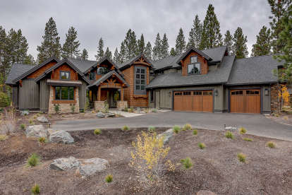 Mountain Rustic House Plan #5829-00026 Elevation Photo