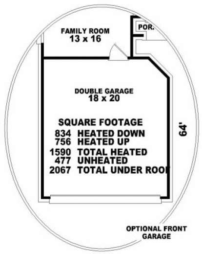 Optional Front Garage for House Plan #053-00021