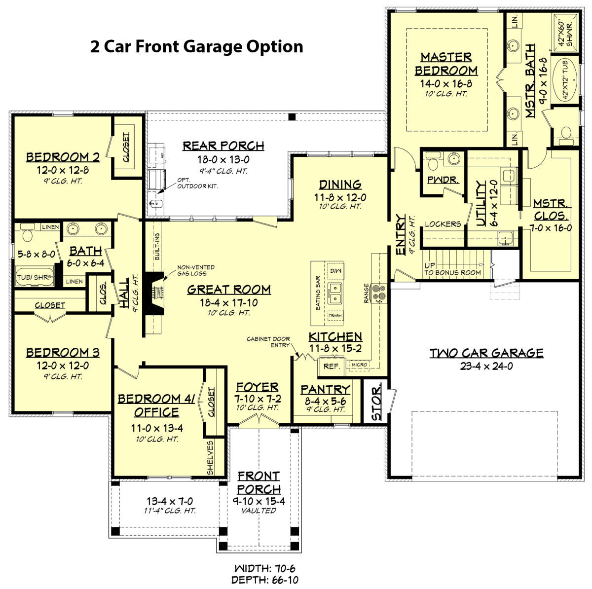 Two Car Front Garage Option for House Plan #041-00187