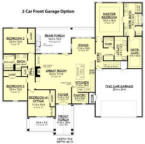 Two Car Front Garage Option for House Plan #041-00187