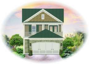 Narrow Lot House Plan #053-00025 Elevation Photo