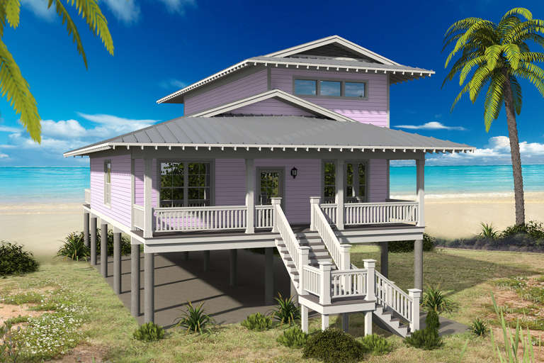 Coastal House Plan #940-00143 Elevation Photo
