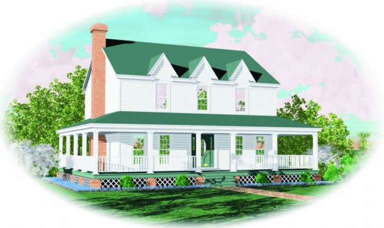 Narrow Lot House Plan #053-00029 Elevation Photo