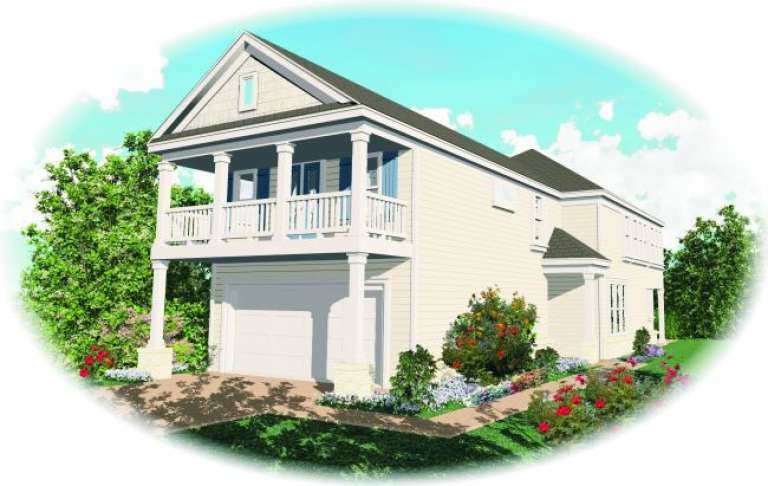 Narrow Lot House Plan #053-00031 Elevation Photo