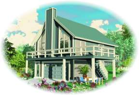 Narrow Lot House Plan #053-00032 Elevation Photo