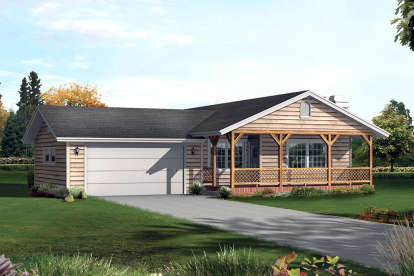 2 Bed, 1 Bath, 1056 Square Foot House Plan - #5633-00425