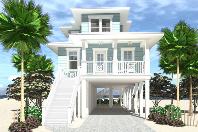 Modern Coastal Home Plan Beach House Plan: Open Layout Beach Home