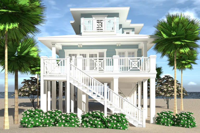 Coastal House Plan #028-00161 Elevation Photo