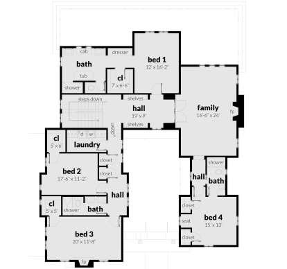 Second Floor for House Plan #028-00162