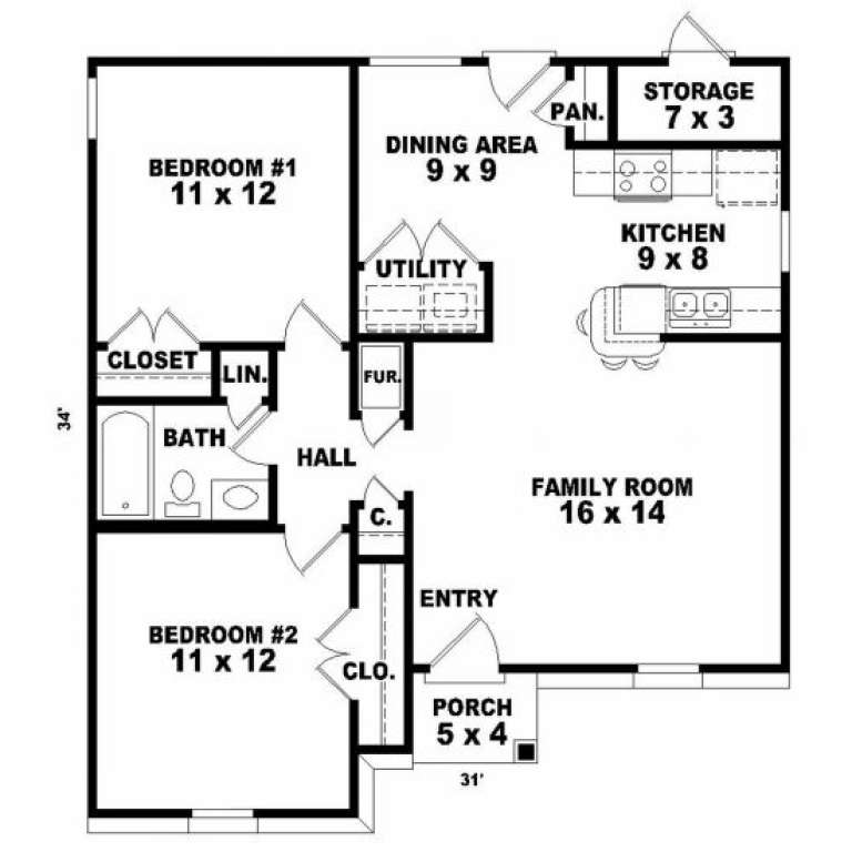 House Plan House Plan #2082 Drawing 1