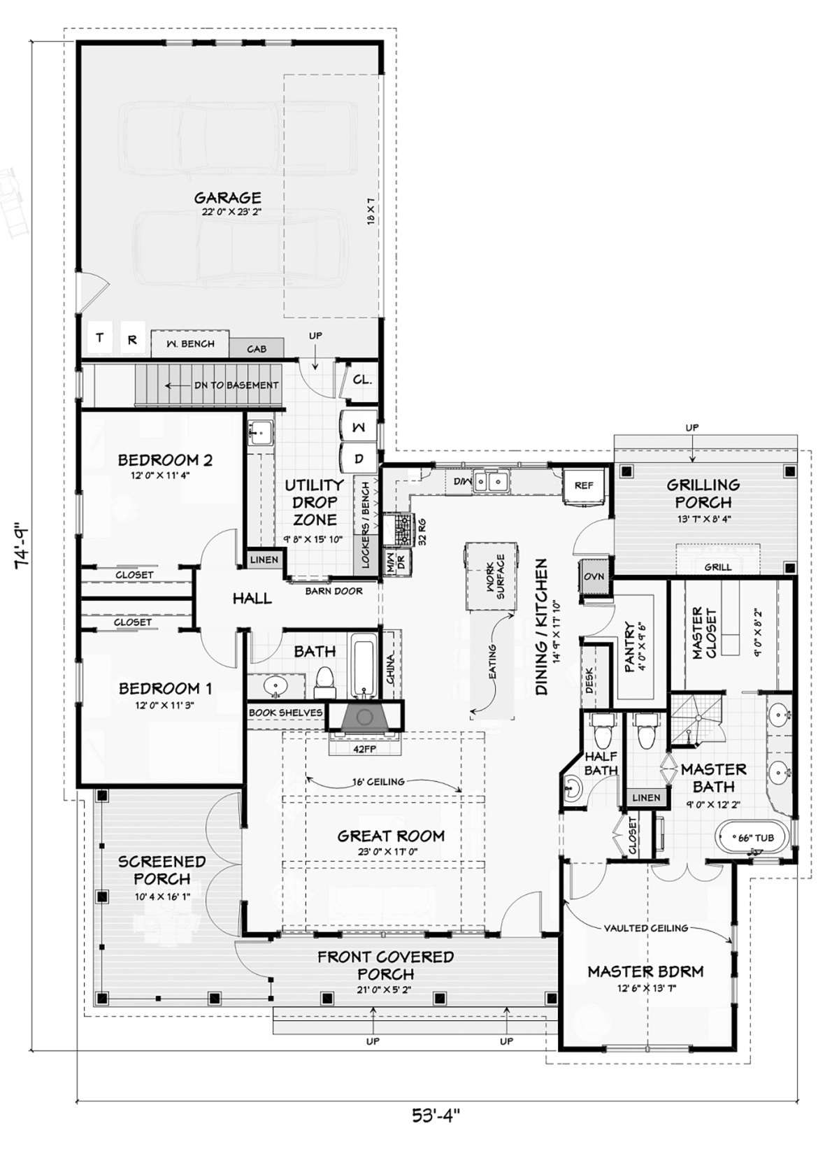 Main Floor w/ Basement Stair Location for House Plan #3125-00026