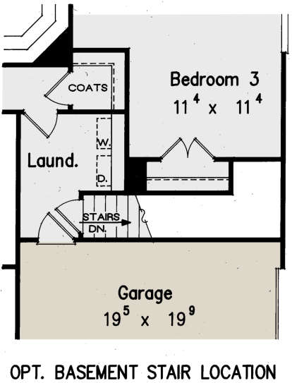 Optional Basement Stairs Location for House Plan #8594-00121