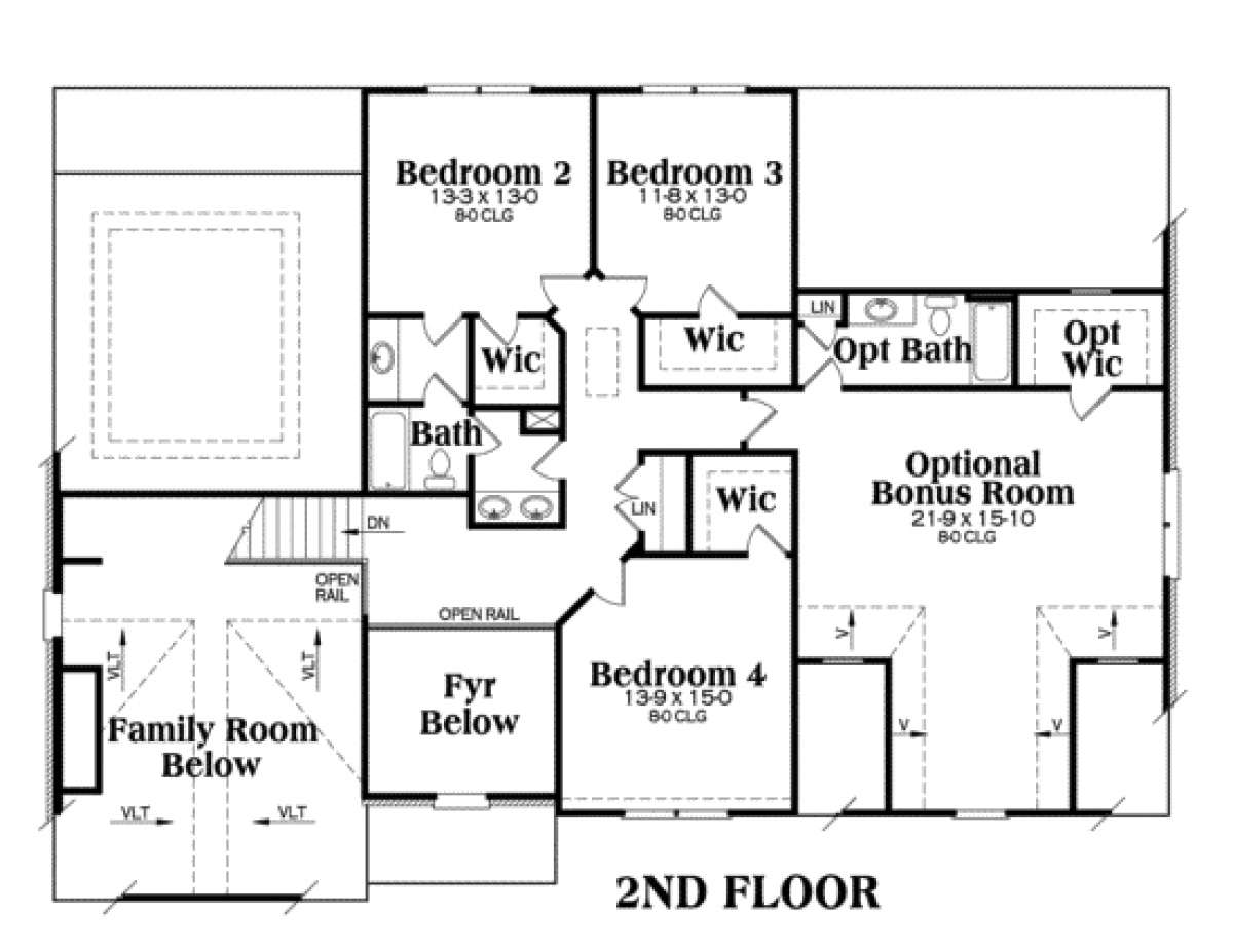 Second Floor for House Plan #009-00005