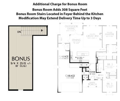 Optional Bonus Room for House Plan #2559-00815