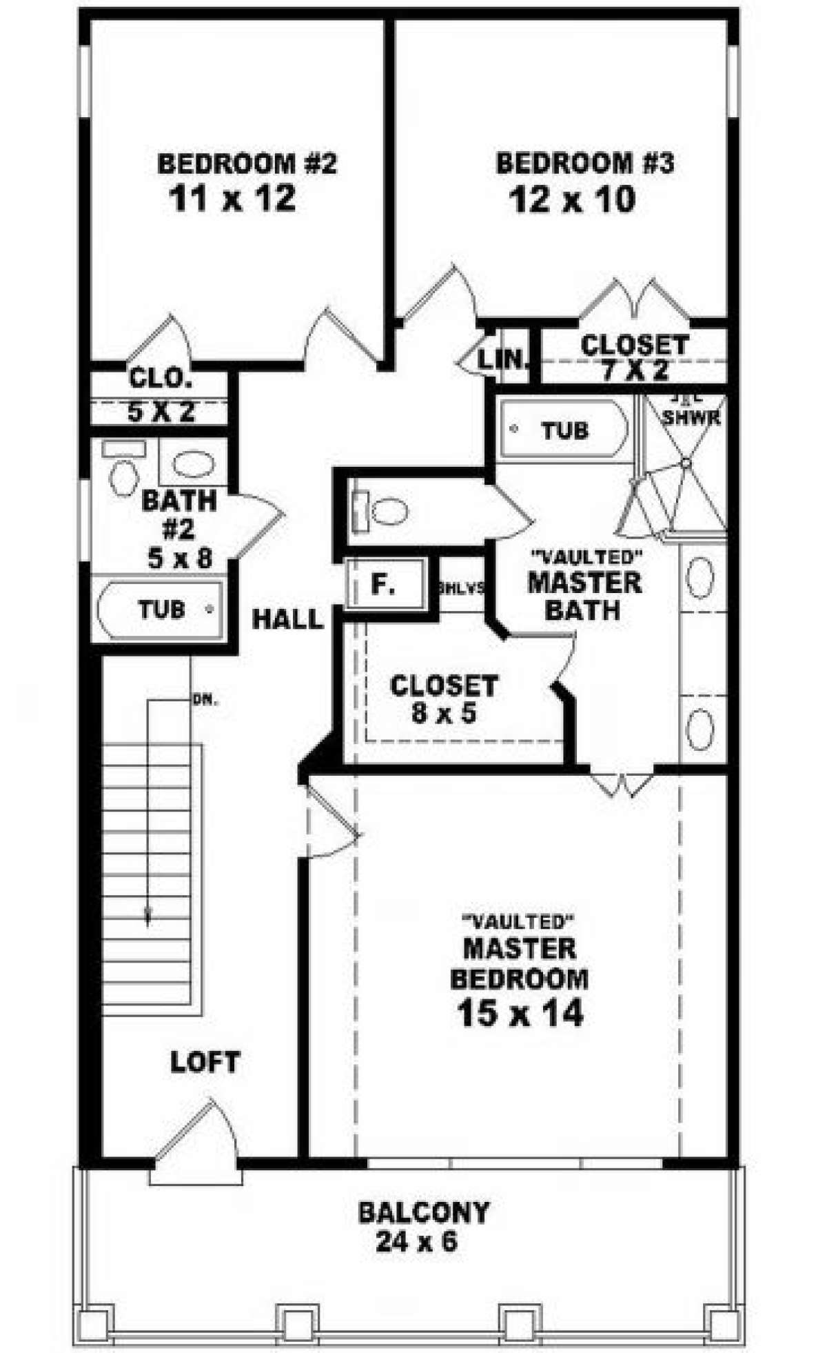 Second Floor for House Plan #053-00054