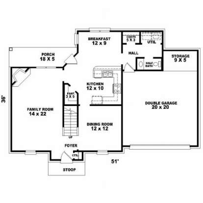 First Floor for House Plan #053-00058