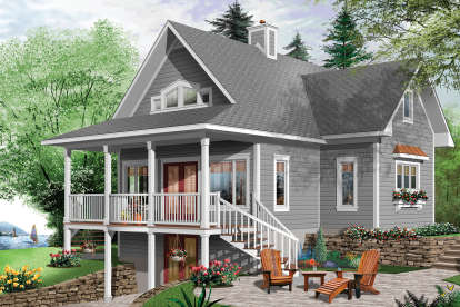 Lake Front House Plan #034-01157 Elevation Photo