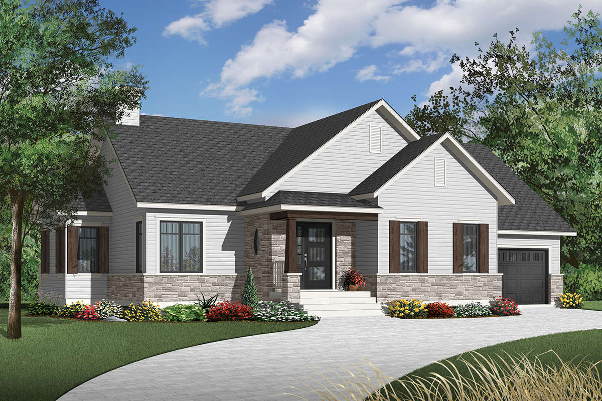Ranch House Plan #034-01164 Elevation Photo