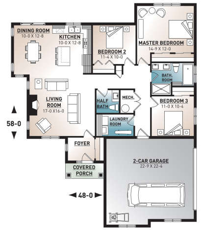 Main Floor for House Plan #034-01176