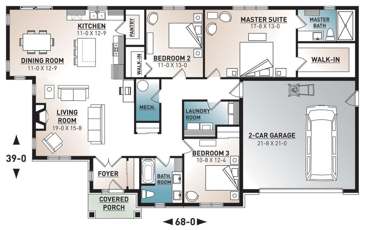 Main Floor for House Plan #034-01178