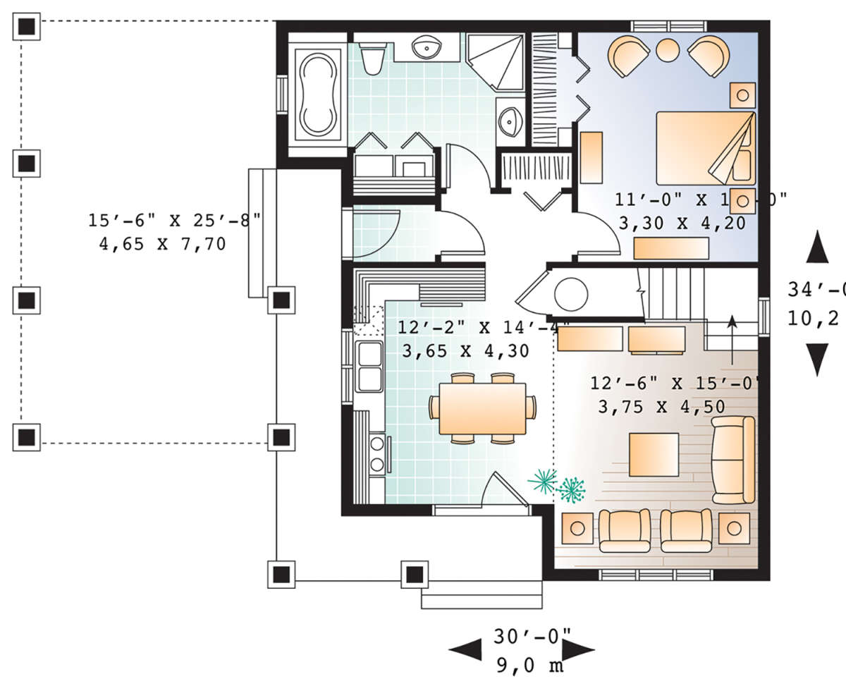 Main Floor for House Plan #034-01182