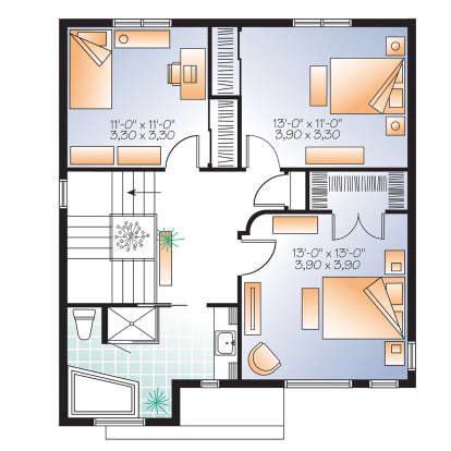 Second Floor for House Plan #034-01184