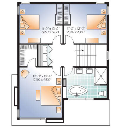 Second Floor for House Plan #034-01185