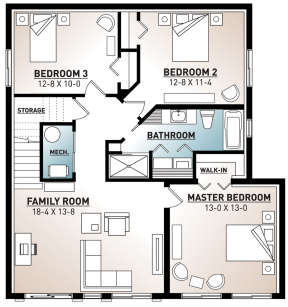 Basement for House Plan #034-01203